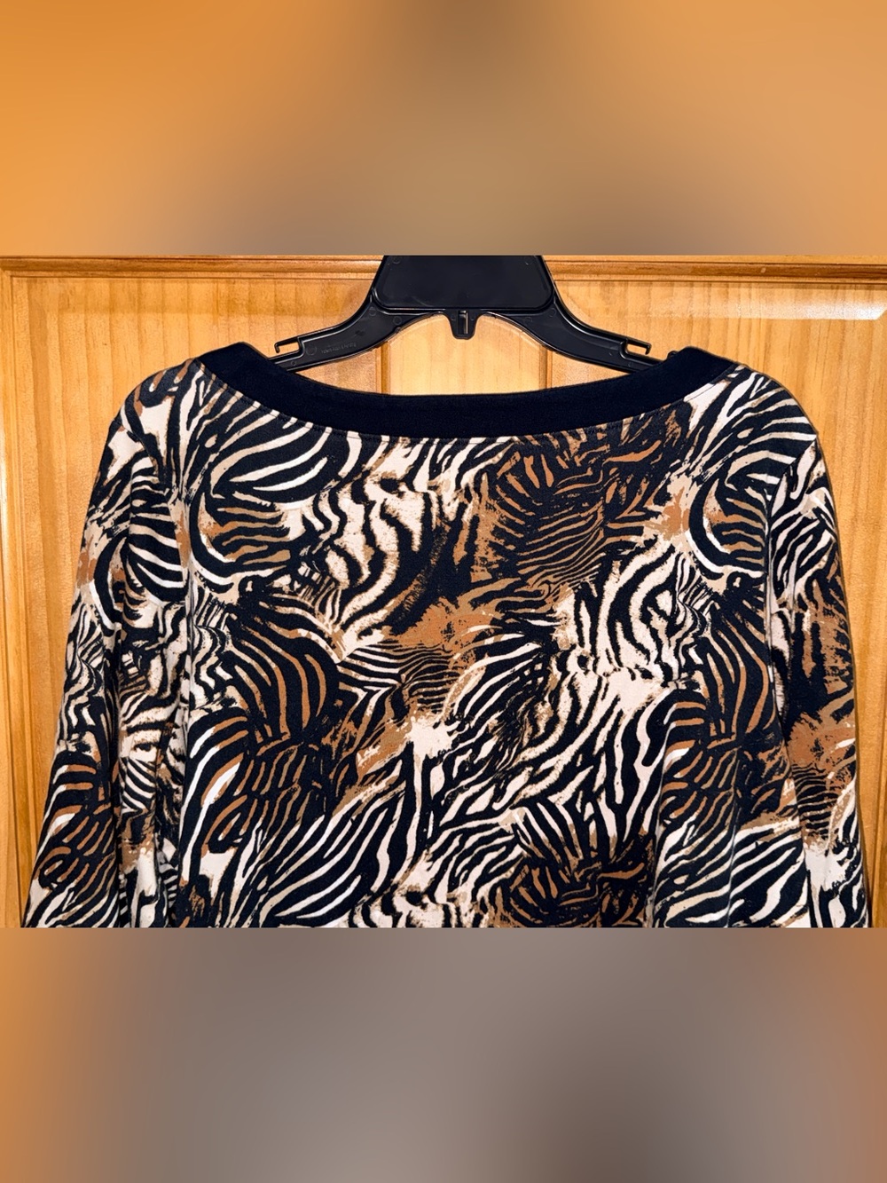 Kim Rogers Animal Print Scoop Neck Top - Black, Brown, Cream-2X-EC - Picture 7 of 10